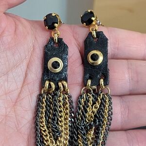 Elegant Black and Gold Chain Earrings
